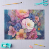 Elegante Farben Wasserfarbe Blumendekoupage Seidenpapier (Basteln)