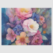 Elegante Farben Wasserfarbe Blumendekoupage Seidenpapier (Vorderseite)