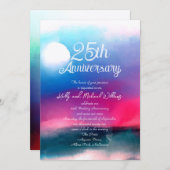 Elegante Farben Wasserfarben Jubiläum Einladung (Vorne/Hinten)