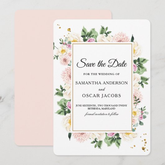 Elegante Farben Wasserfarben Save The Date (Vorne/Hinten)