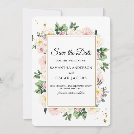 Elegante Farben Wasserfarben Save The Date (Vorderseite)