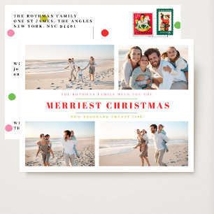 Elegante Farbenfrohe 4 Foto Collage Weihnachten Postkarte