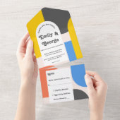 Elegante, farbenfrohe Abstrakte Hochzeit All In One Einladung (Abreißen)