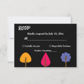 Elegante farbenfrohe Bäume Rustikale Schwarze Hoch RSVP Karte (Vorderseite)