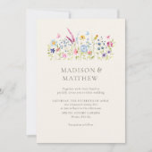 Elegante, farbenfrohe Beige Wildblumen Hochzeit Einladung (Vorderseite)