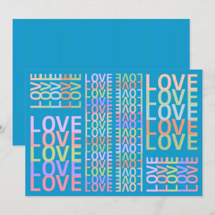 Elegante, farbenfrohe, blaue "LIEBE"-Karte Karte