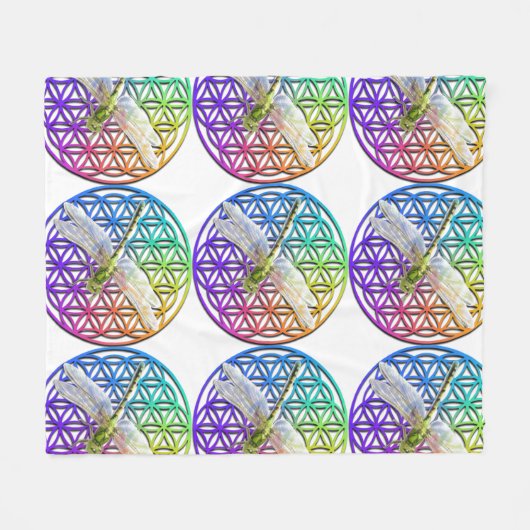 Elegante, farbenfrohe Blume des Libellen Fleecedecke (Vorderseite (Horizontal))