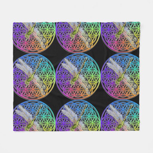 Elegante, farbenfrohe Blume des Libellen Fleecedecke (Vorderseite (Horizontal))