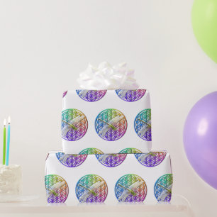 Elegante, farbenfrohe Blume des Libellen Geschenkpapier