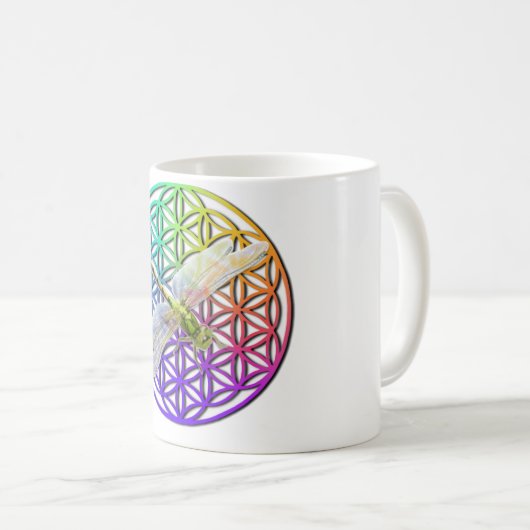 Elegante, farbenfrohe Blume des Libellen Kaffeetasse (VorderseiteRechts)