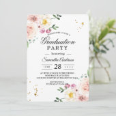 Elegante farbenfrohe Blume & Goldstücke Einladung (Stehend Vorderseite)