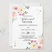 Elegante farbenfrohe Blume & Goldstücke Einladung (Vorderseite)