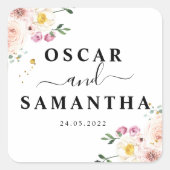 Elegante farbenfrohe Blume & Goldstücke Quadratischer Aufkleber (Vorderseite)