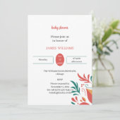 Elegante, farbenfrohe Blumen-Baby-Dusche individue Einladung (Stehend Vorderseite)