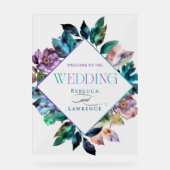 Elegante farbenfrohe Blumen schwarze Hochzeit Acrylschild (Vorderseite)