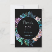 Elegante farbenfrohe Blumen schwarze Hochzeit Dankeskarte (Vorderseite)