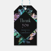 Elegante farbenfrohe Blumen schwarze Hochzeit Geschenkanhänger (Rückseite)