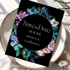 Elegante farbenfrohe Blumen schwarze Hochzeit Save The Date