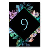 Elegante farbenfrohe Blumen schwarze Hochzeit Tischnummer (Vorderseite)