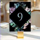 Elegante farbenfrohe Blumen schwarze Hochzeit Tischnummer