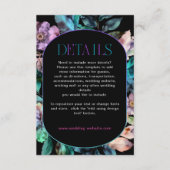 Elegante farbenfrohe Blumen schwarze Hochzeitsdeta Begleitkarte (Vorderseite)