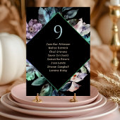 Elegante farbenfrohe Blumen schwarze Hochzeitssitz Tischnummer