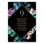 Elegante farbenfrohe Blumen schwarze Hochzeitssitz Tischnummer (Vorderseite)
