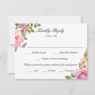 Elegante farbenfrohe Blumenkost RSVP Karte