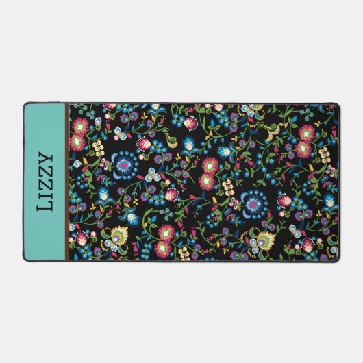 Elegante, farbenfrohe Blumenmatte Schreibtischunterlage (Vorderseite)