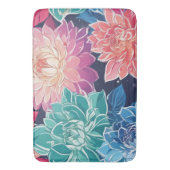 Elegante farbenfrohe Dahlia-Blume auf dunklem Hint Badematte (Vorderseite Vertikal)