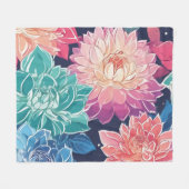 Elegante farbenfrohe Dahlia-Blume auf dunklem Hint Fleecedecke (Vorderseite (Horizontal))