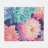 Elegante farbenfrohe Dahlia-Blume auf dunklem Hint Fleecedecke (Vorderseite (Horizontal))