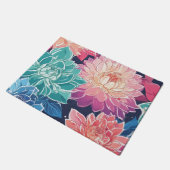 Elegante farbenfrohe Dahlia-Blume auf dunklem Hint Fußmatte (Schrägansicht)