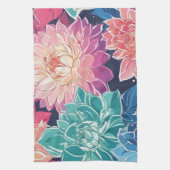 Elegante farbenfrohe Dahlia-Blume auf dunklem Hint Geschirrtuch (Vertikal)