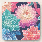 Elegante farbenfrohe Dahlia-Blume auf dunklem Hint Getränkeuntersetzer (Vorderseite)