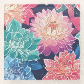 Elegante farbenfrohe Dahlia-Blume auf dunklem Hint Glasuntersetzer (Vorderseite)