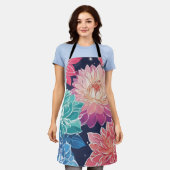 Elegante farbenfrohe Dahlia-Blume auf dunklem Hint Schürze (Getragen)