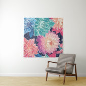 Elegante farbenfrohe Dahlia-Blume auf dunklem Hint Wandteppich (Beispiel (Horizontal))