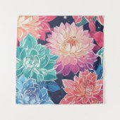 Elegante farbenfrohe Dahlia-Blume auf dunklem Hint Wandteppich (Vorderseite)