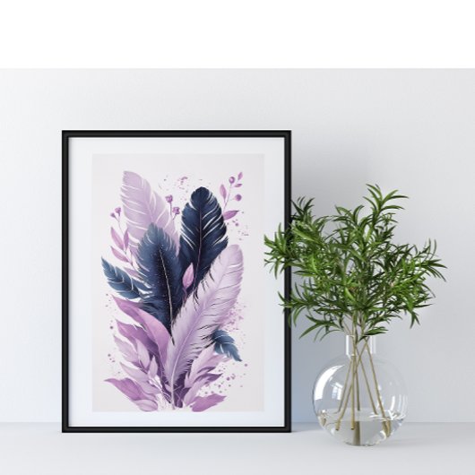 Elegante Farbenfrohe Federn Botanische Kunst, Dich Poster