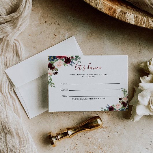 Elegante farbenfrohe florale Hochzeitssongkarte RSVP Karte