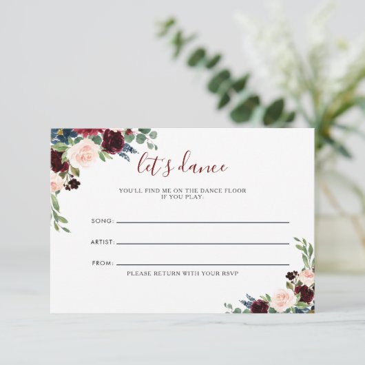 Elegante farbenfrohe florale Hochzeitssongkarte RSVP Karte (Stehend Vorderseite)
