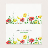 Elegante farbenfrohe Frühlingsblumen - Grenze Visitenkarten (Außenseite Aufgefaltet)
