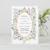 Elegante farbenfrohe Frühlingshochzeit Wildblume Einladung (Stehend Vorderseite)