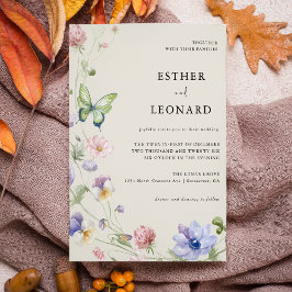 Elegante farbenfrohe Frühlingshochzeit Wildblume Einladung