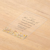 Elegante farbenfrohe, gelbe Wildblumen Hochzeit Acryleinladungen (Ablage )