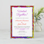 Elegante farbenfrohe Glass-Hochzeit Einladung (Stehend Vorderseite)