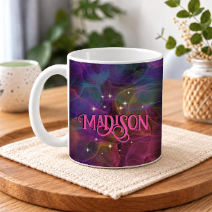 Elegante farbenfrohe Glitzer Rauch Monogramm Kaffeetasse