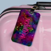 Elegante farbenfrohe Glitzern rauchen monogramm Gepäckanhänger