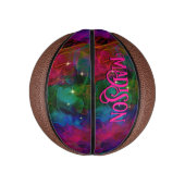 Elegante farbenfrohe Glitzern rauchen monogramm Mini Basketball (Vertikal)